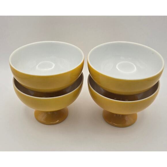Mid- Century Yellow Ceramic Dessert Cups - Set of 4 - Picture 2 of 6